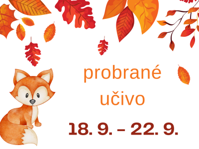 Učivo z týdne 18. 9. - 22. 9. 2023