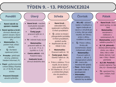 Shrnutí týdne 9. - 13. prosince